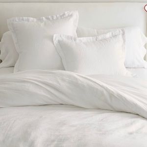 Pottery Barn White Belgian Flax Linen Duvet Cover - KING